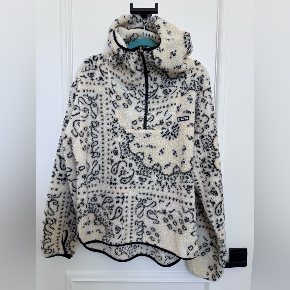 P.E Nation Black and White Fleece Hoodie